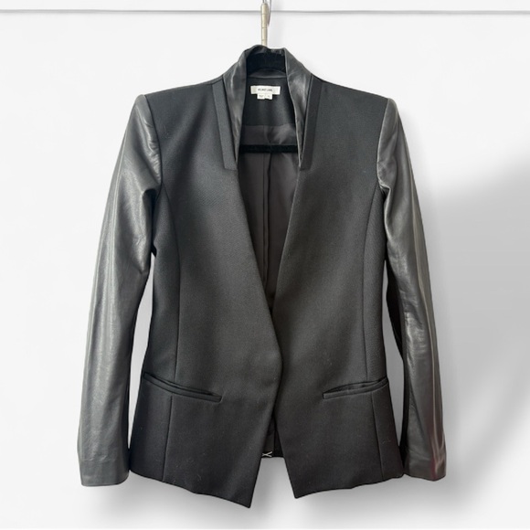 Helmut Lang Wool and Leather Black Blazer size 4 - Picture 3 of 11